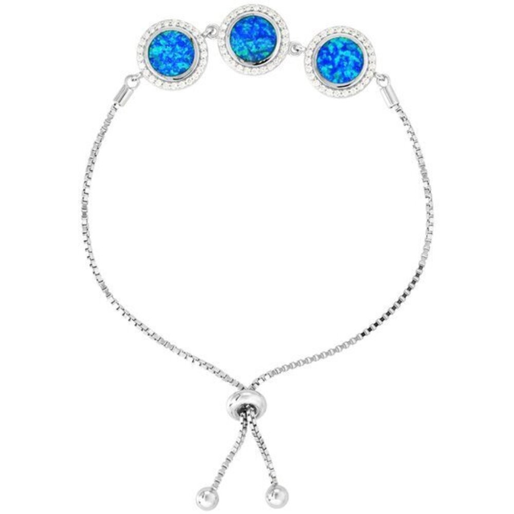 Sterling Silver Opal 3 Linked Circles Bracelet